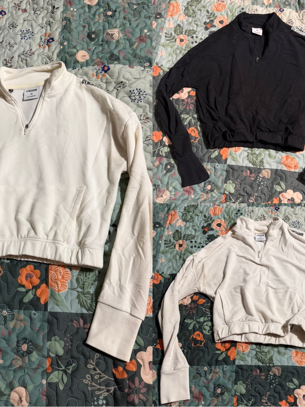 3X Gymshark Women's Cropped Quarter-Zip Sweater - Cream
